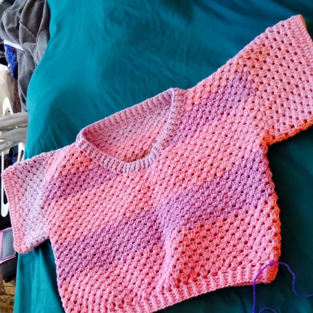 Pink and Purple Women's Sweater